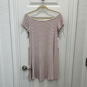 Elegant Off-Shoulder Striped Mini Dress